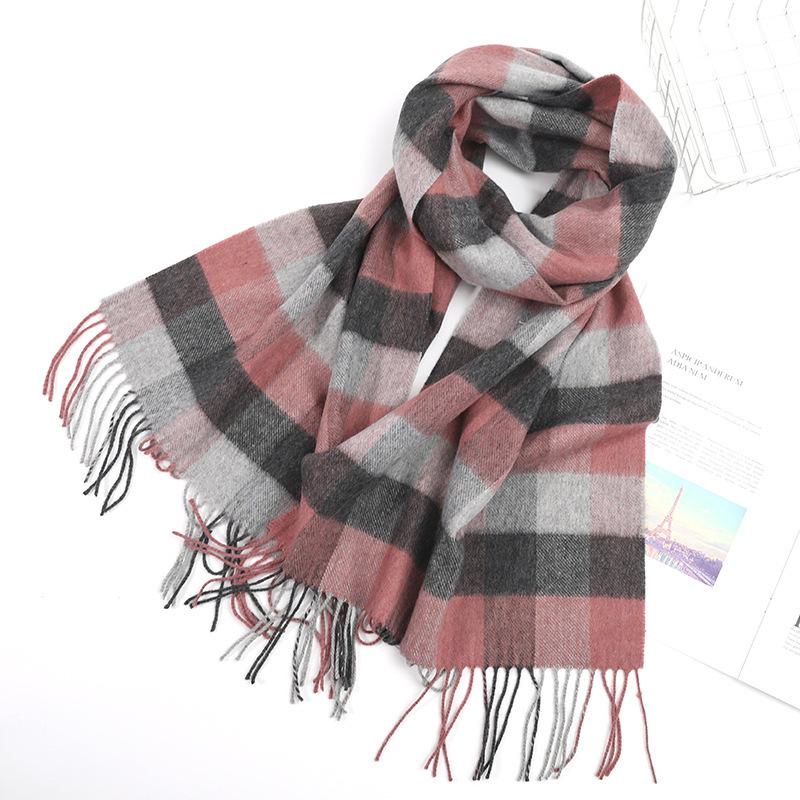 Cashmere Wool Scarf Women's Winter Warm Men's Scarf Autumn and Winter New Tassel Korean Style Plaid Scarf