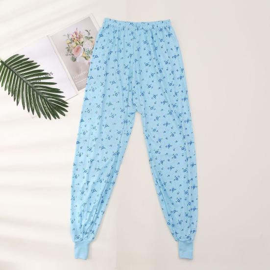 Pajama Pants Elastic High Waist Floral Print Long Trousers Loose