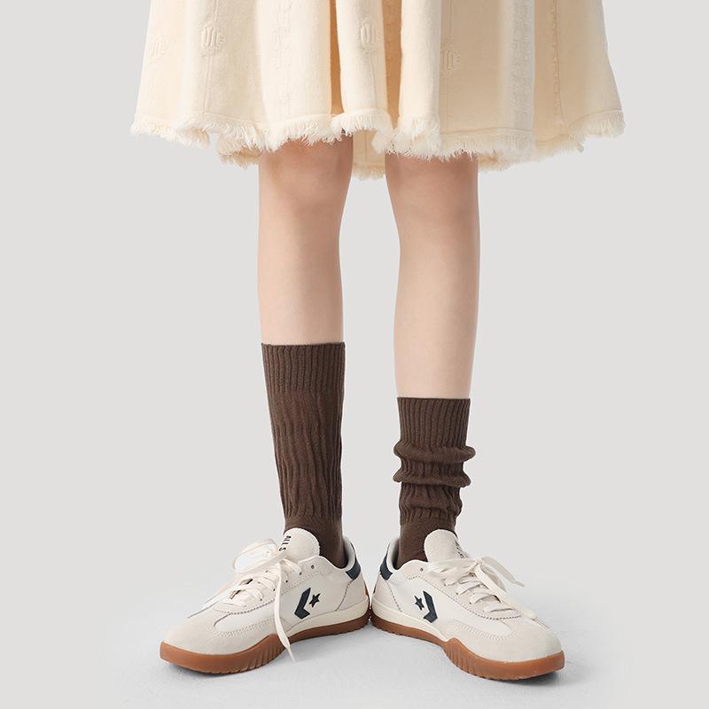 Renaissance Women's Solid Color Mid-Calf Bubble Socks - Versatile Thin Spring & Autumn Style