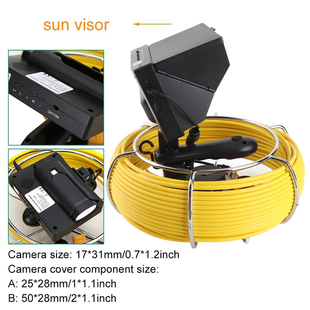 Mini Handheld Pipe Pipeline Inspection Camera Drain Sewer Industrial Endoscope with Monitor 30m