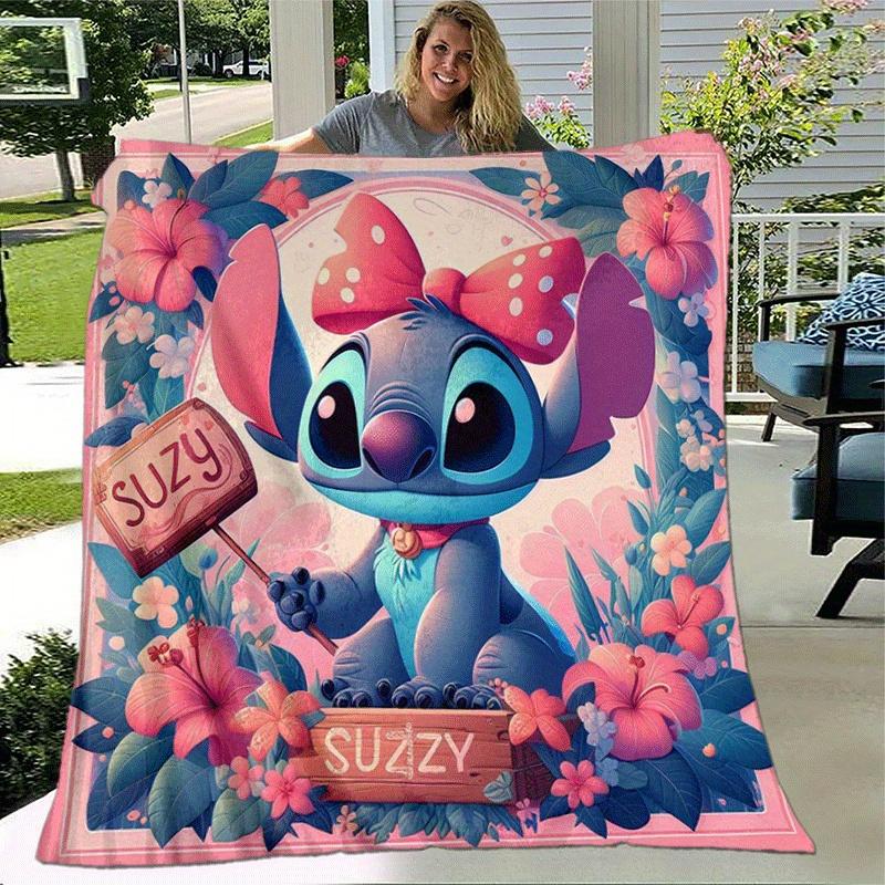 1pc Stitch Printing Blanket - Soft, All-Season Throw for Living Room, Bedroom,Personalized Gift with Adorable Cartoon Design