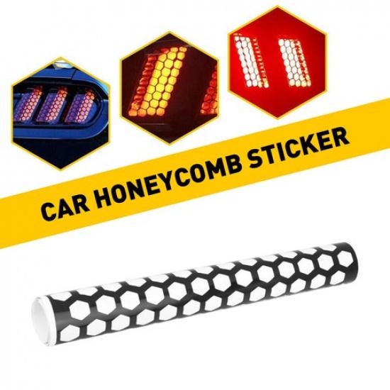 Car Tail Light Rear Taillight Black Decal Lamp Cover Universal Honeycomb Sticker