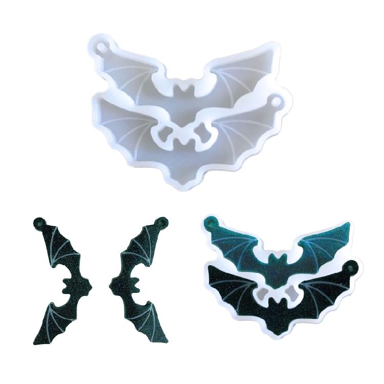 Halloween Bat Earrings Silicone Mold Resin Backpack Pendant Mold for DIY Crafts