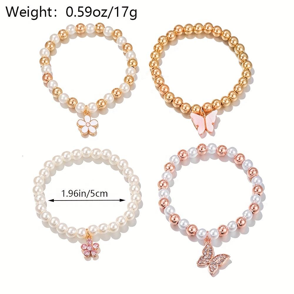 4PCS Women's Zircon Set Fashion and Leisure with Diamond Flower Butterfly Bracelet Set, Suitable for Daily Wear, Gift for Frien