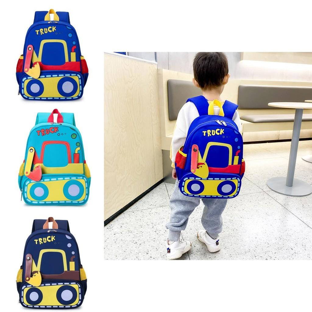 Durable Nylon Excavator Kindergarten Backpack For Boys And Girls Cute Cartoon Design For Ages 3 To 6