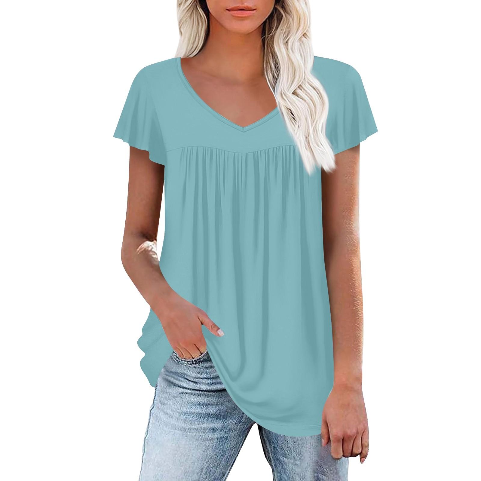 

Жіночі туніки Елегантні повсякденні літні сорочки з короткими рукавами Квіткові вільні плісировані богемні топи XL