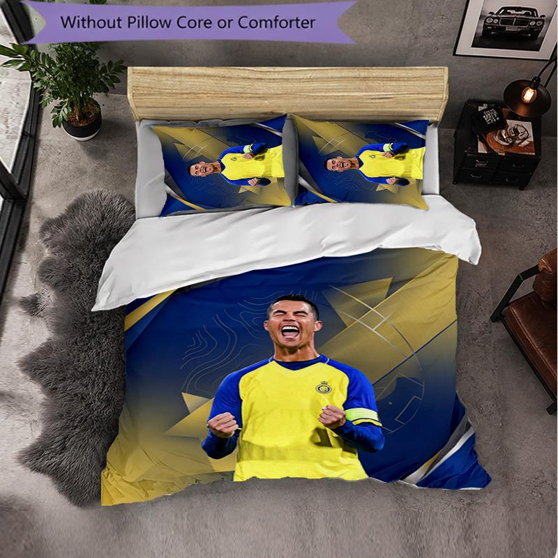 Cristiano Ronaldo Muster 3-teiliges Bettwäsche-Set Weiche Mikrofaser-Bettbezug mit Kissenbezügen für Schlafzimmer