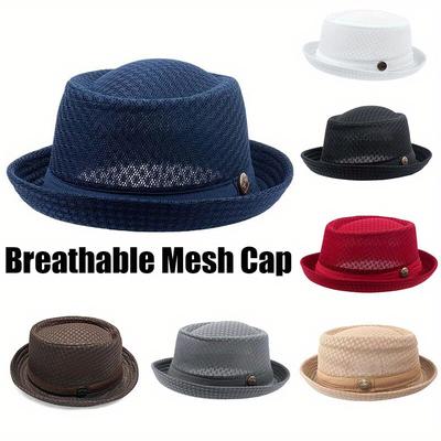 1 pz Cappello Estivo a Rete Parasole Uomo Donna Traspirante Cappello Fedora a Rete Cappello Jazz Cappelli Panama Fedora Accessori Moda da Donna Uomo Cappello a Rete Panama