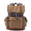 Vintage Canvas Leather Backpack Large Capacity Travel Bag for Men Casual Rucksack Outdoor Hiking Bag Contrast Color