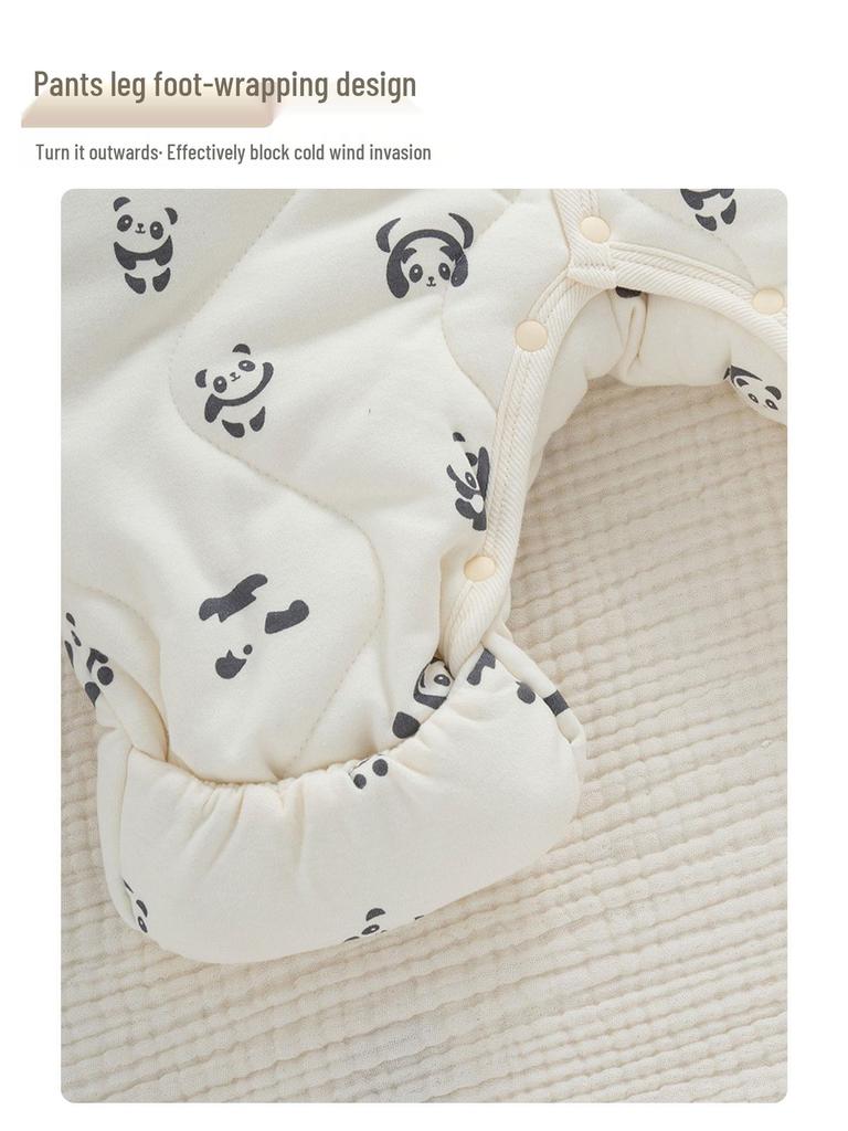 Infant Winter Cotton-Padded Hooded Romper with Mittens & Booties