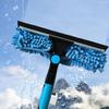 2-in-1 High Waist Window Cleaning with 10 Joint Extension Pole Stainless Steel Scraper and Squeegee Reusable Microfiber Cloth
