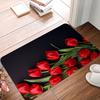 Very Beautiful Red Tulip Printing Non-Slip Small Rug Waterproof Easy Clean Floor Mat for Indoor Outdoor Use Durable Home Decor