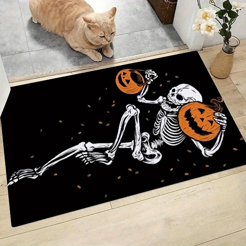 1 Piece of Halloween Skull and Pumpkin Pattern Kitchen Carpet Bedroom Living Room Bathroom and Home Halloween Home Decoration