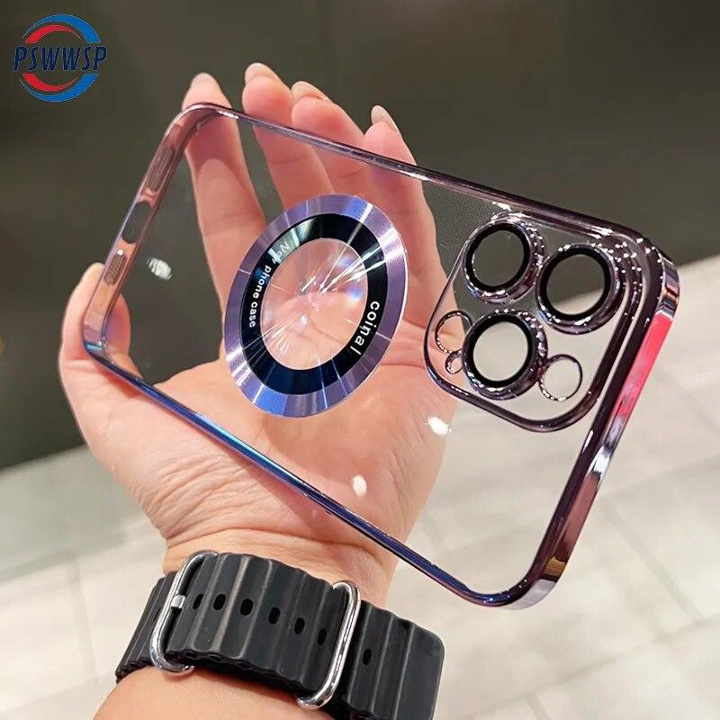 

Чехол Magsafe для iPhone 15 Pro Max, роскошный магнитный чехол, акриловый прозрачный чехол для ПК, чехол для iPhone 1514 14 Pro Max 14 Plus