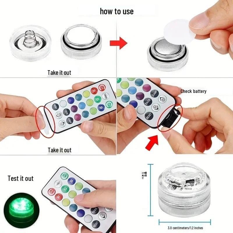 Remote-Controlled LED Waterproof Multi-Color Light for Diving, Fish Tanks, Vases, Candles, Tea Lights, and Pumpkins
