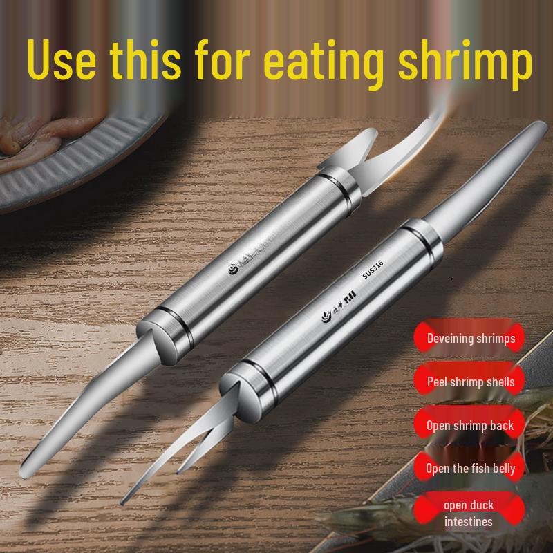 Stainless Steel Shrimp Line & Shell Peeler – 2-in-1 Back Opener & Remover Knife for Home Use