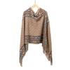 Stripe Knitted Cape Printing Tassel Scarves Simple Ethnic Style Scarf  Autumn Winter