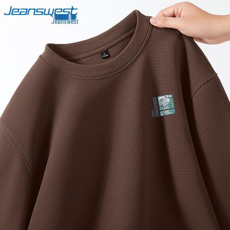 Jeanswest Men's Heavyweight Waffle Knit Crew Neck Sweatshirt