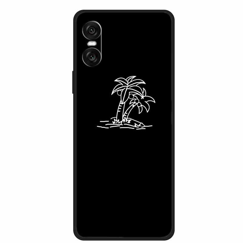 Compatible Sony 10 VI 2024 Phone Case - Black TPU with Hollow Simple Lines Design