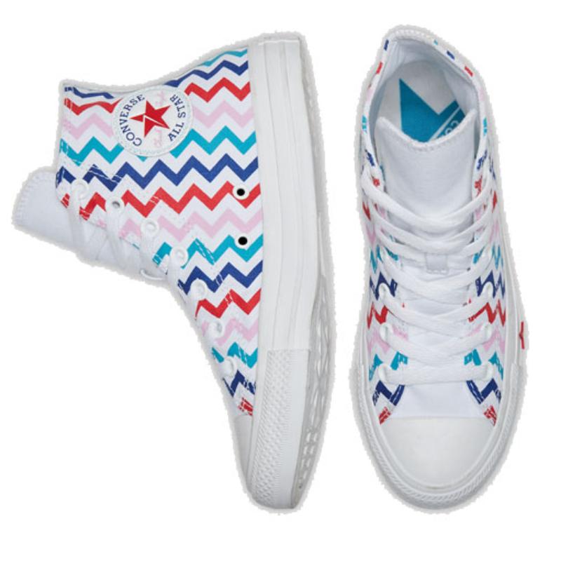 Converse Chuck Taylor All Star High 'Zigzag' Trendy Comfort Multicolor High Top Canvas Shoes Women's Colored Vertical