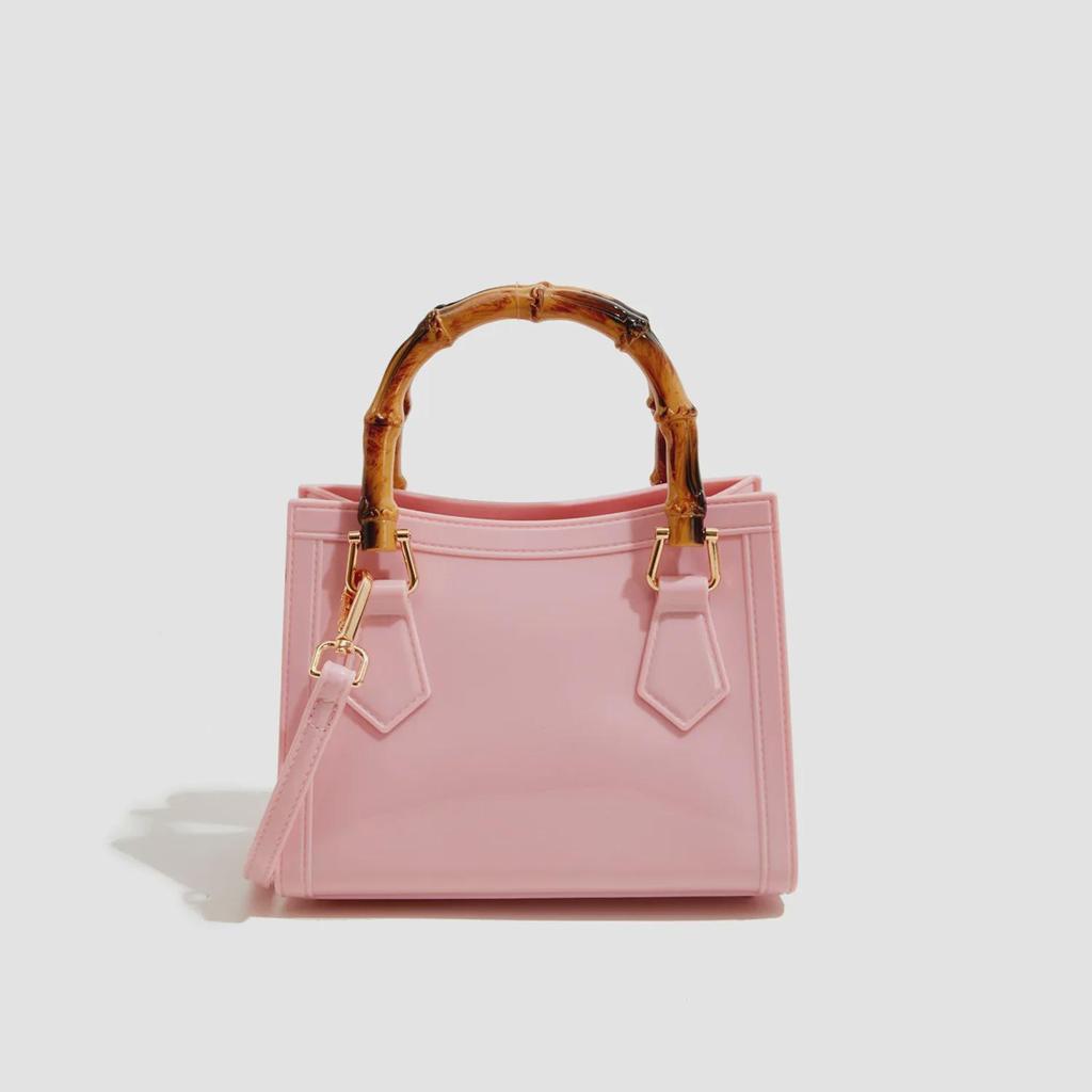 Bohao Bamboo PVC Square Barbie Jelly Crossbody: Stylish, Versatile, Dirt-Resistant, and Easy-to-Clean Summer Women's Evening Bag.