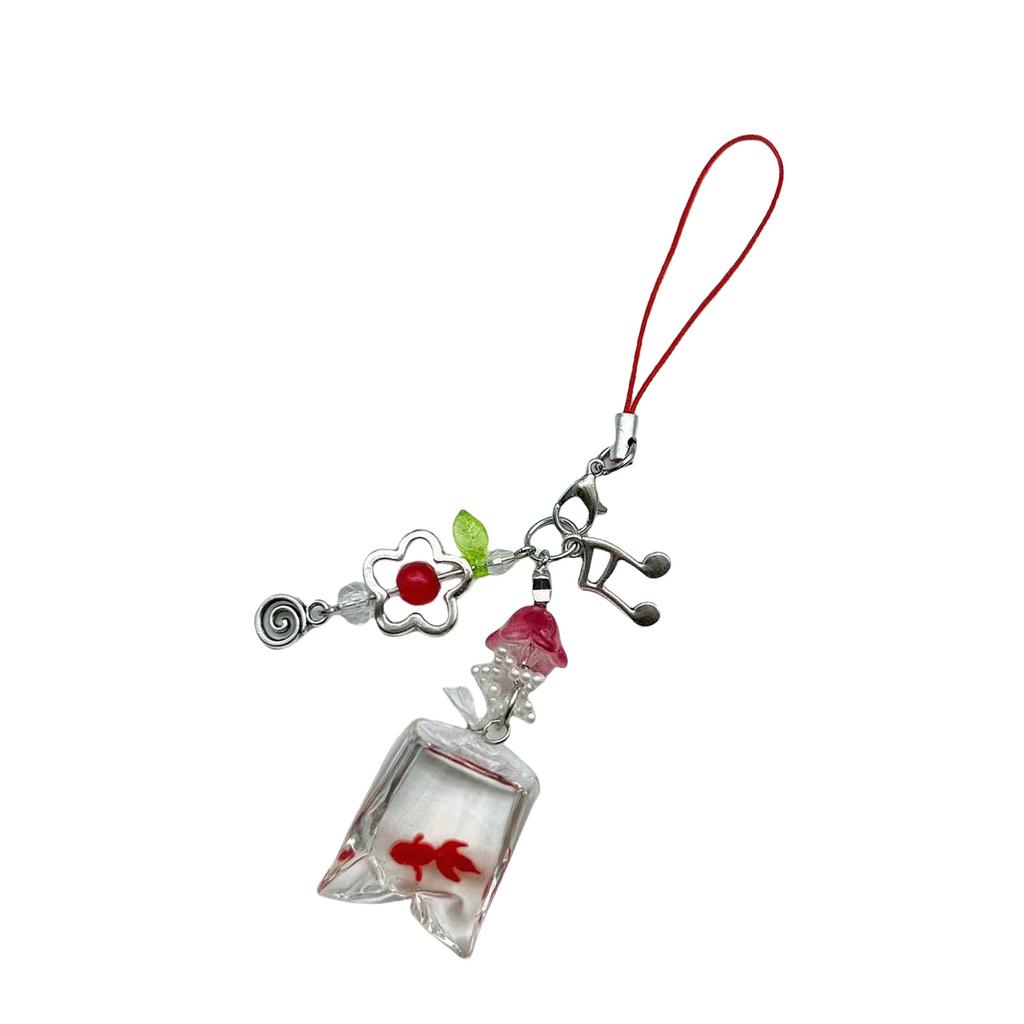 Stylish Beaded Fish Phone Chain Multifuntional Resin Accessory Keyring Decors Phone Strap for Fashion Enthusiasts