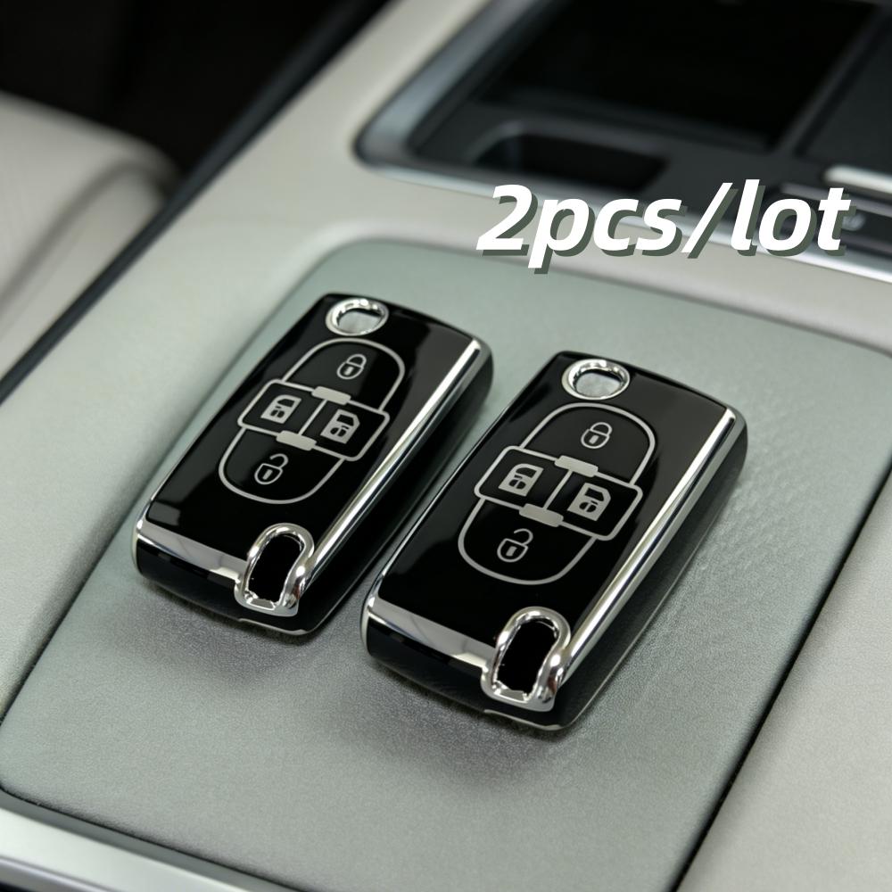 

2Pcs Car Key Case Covers For Peugeot 1007 807 For Citroen C8 4 Buttons Remote Key Protector
