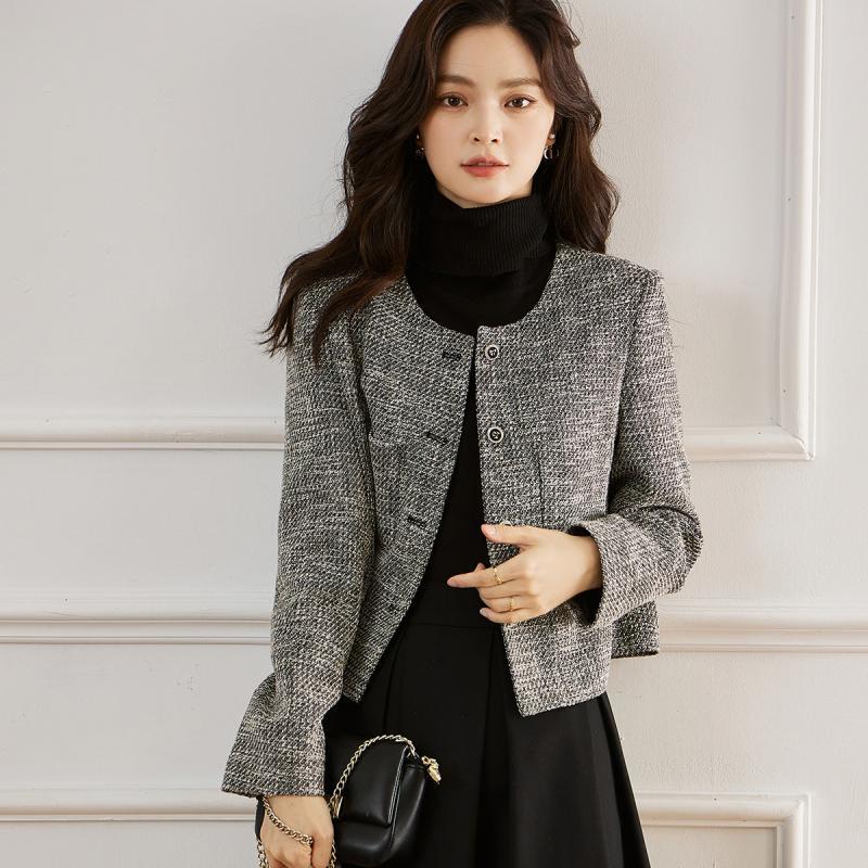 Elegant Autumn Little Fragrant Wind Coat Women Simple Retro High Quality Youthful Short Blouse Fashionable