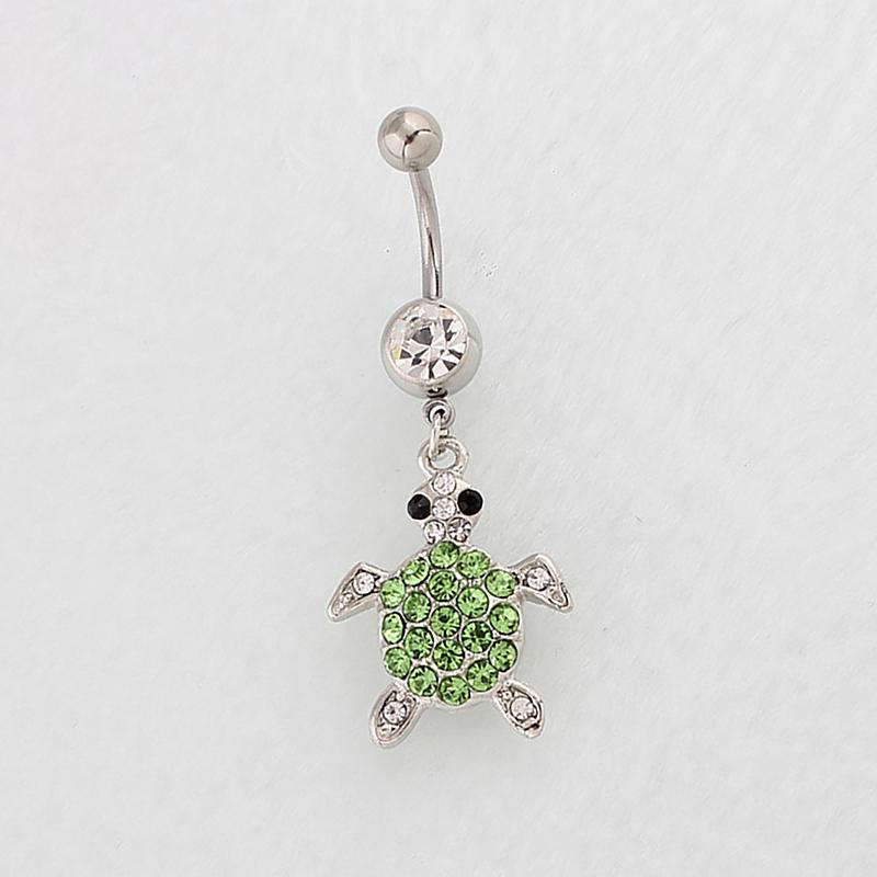 Stainless Steel Green Turtle Belly Ring Non-Allergic Human Body Piercing Belly Button Ring For Women Sexy Body Piercing Jewelry