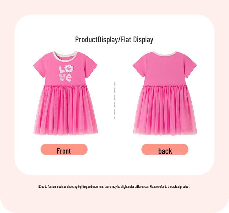 Summer Short Sleeve Mesh Girls' Dresses - European & American Style Princess Dresses
