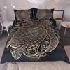Down Comforter Set 3-piece Ultra-fine Fiber 3D Exotic Retro Gold Printed Bedding Set with Zipper Closure Pillowcase Duvet Cover
