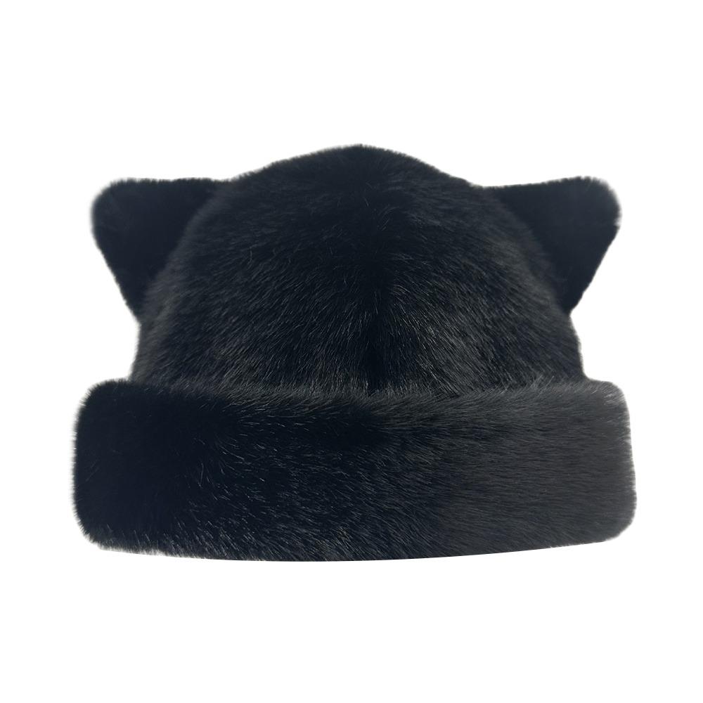 Fashion Warm Winter Hat Thicken Cute Ears Fluffy Fur Bucket Hat Soft Snowy Day Berets Women
