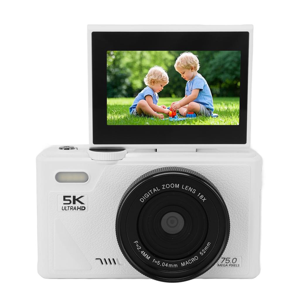 5K Digital Camera 75MP HD 18X Digital Zoom Autofocus Retro Mirrorless Camera with 3 Inch Screen for Travel Photography