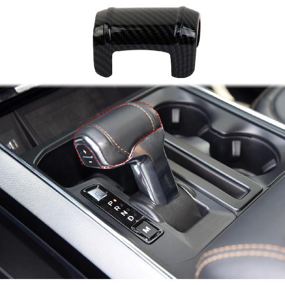 Korlot Carbon Fiber Central Control Gear Cup Holder Panel Shift Knob Head Cover Trim for Ford F150 2021+ (Gear Shift Panel) shift knob head cover