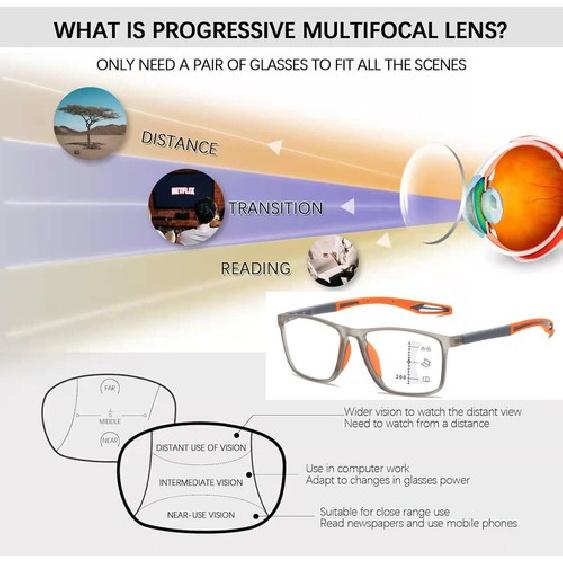 TR90 Bifocal Progressive Reading Glasses Flexible Sport Multifocal discoloration