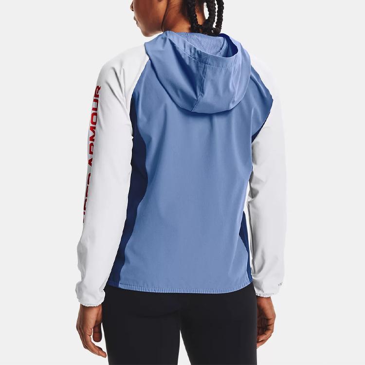 Under Armour Color Block Letter Print Loose Zip-Up Jacket Women Jacket Blue 1368356-488