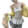 Pure desire bow white lace hem splicing sling vest femininity slim fit inner top summer