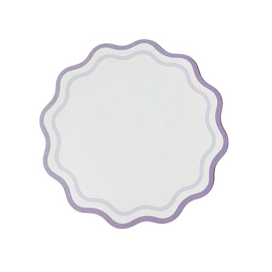 Faux Leather Scalloped Placemat Heat-Resistant Non-slip Heat Insulation Waterproof Dining Table