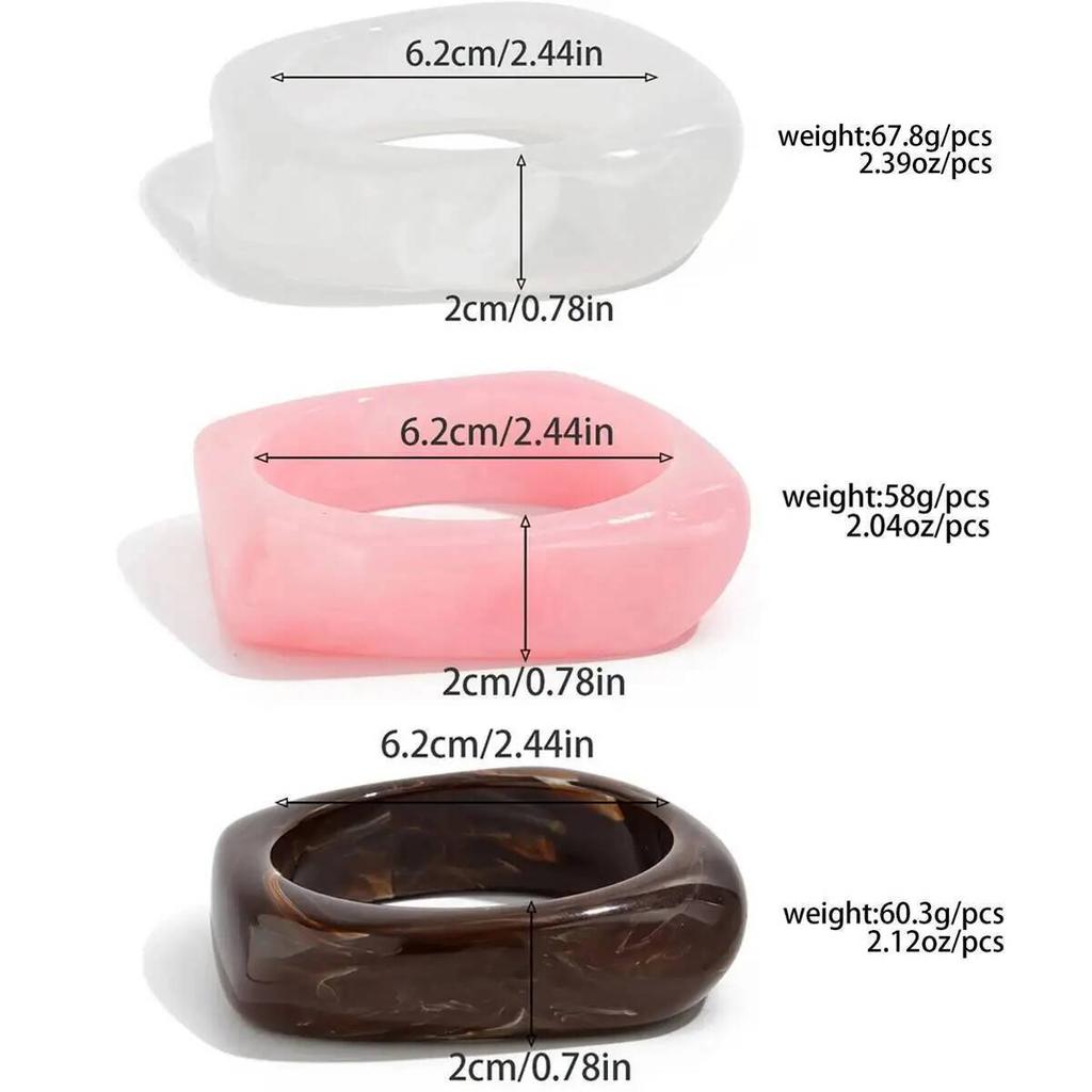 Ingemark Y2K Kpop Irregular Resin Acrylic Bangles for Women New Trend Boho Geometric Charm Wide Bracelets Pulseras Jewelry Gift