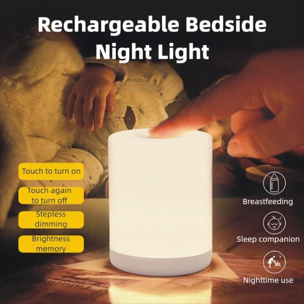 Mini Table Touch Night Light Dimmable Home Study Sleep Lamp Rechargeable Bedside Lamp  Bathroom