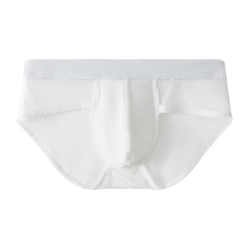 Men Panties Low-rise One Tone Slim Fit Briefs 3D U-Convex Breathable Mesh Ice Silk Thin Underwear Daily Wear
