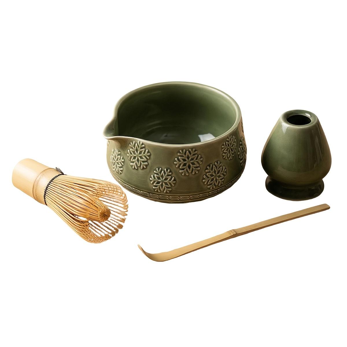 

Matcha Whisk Set - 4PCS Matcha Set Includes 18OZ Chawan with Spout, Bamboo Chasen Whisk with Ceramic Holder, Matcha Scoop зелёный