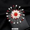 Red crystal pearl snowflake brooch temperament elegant luxury atmosphere high-end corsage women's high-end coat pin
