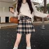 Women's High Waist Plaid Wool A-line Pleated Skirt with Belt - Thickened for Autumn/Winter 2026 Retro Style