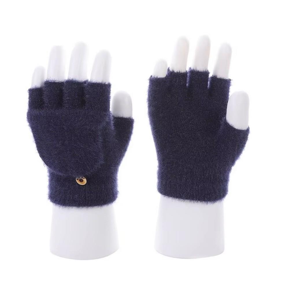 Plush Touchscreen Gloves Warm Flip Cover Gloves Outdoor Half Finger Gloves For Women Men