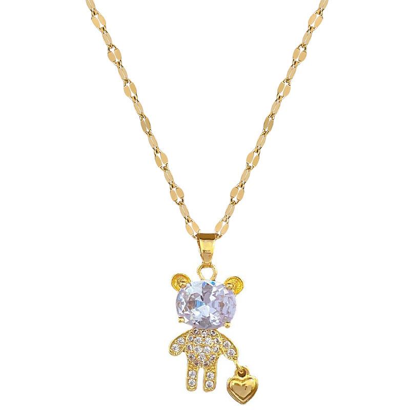Guochao Micro-Inlaid Love Bear Accessories Live Broadcast Court Style Full Of Diamonds Inlaid Luxury Necklaces