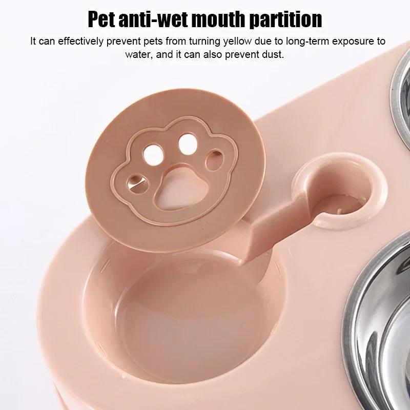 3-in-1 Pet Feeder Bowl Set with Water Bottle, Automatic Drinking & Double Stainless Steel Food Bowls for Dogs & Cats
