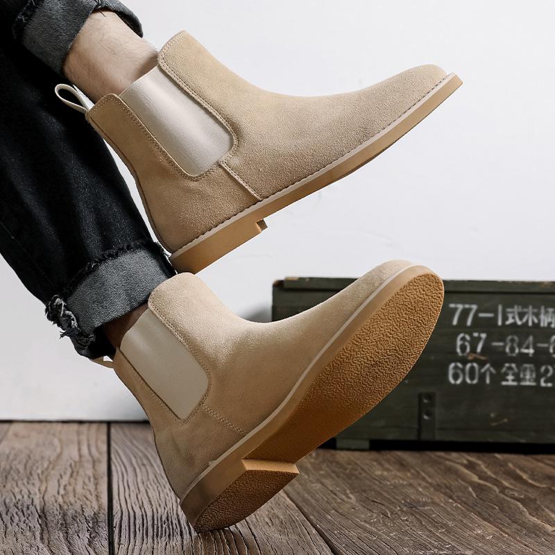 FashionSleeve Elastic Chelsea Boots for Men British Style Fashion Casual Ankle Botas Militares Hombre New Designer Shoes Man