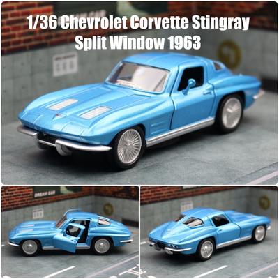 1/36 Corvette Stingray 1963 Spielzeugautomodell für Kinder RMZ CiTY Diecast Miniatur Pull Back Collection Geschenk für Kinder Jungen