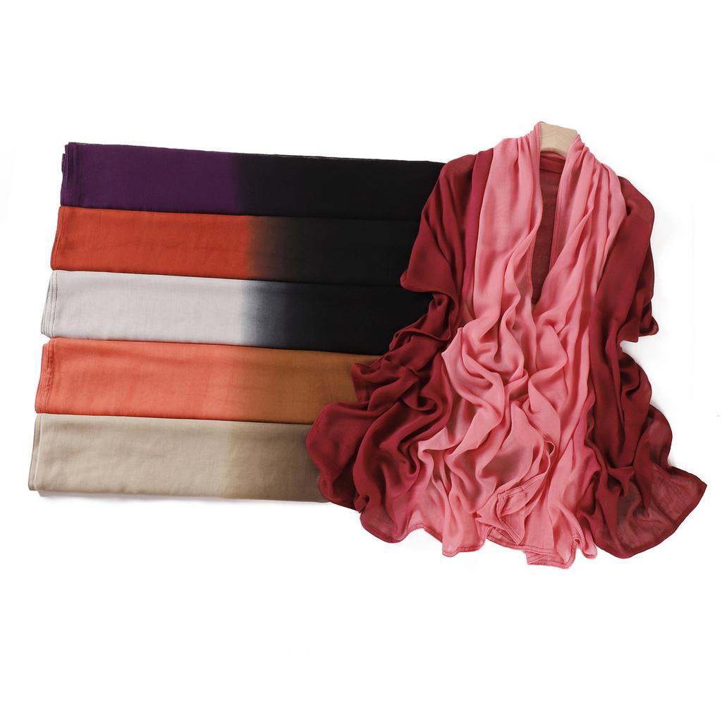 90*185cm Duży Rozmiar Damski Bawełniano-Wiskozowy Szalik Hijab w Kolorach Gradientowych Damskie Wysokiej Jakości Chusty Szale Muzułmańska Opaska na Głowę Islamskie Szale